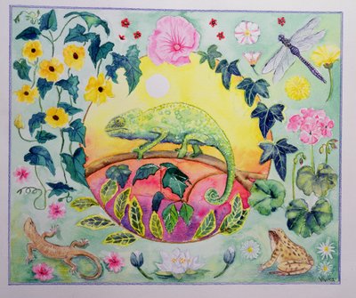 Chameleon (month of June from a calendar) by Vivika Alexander